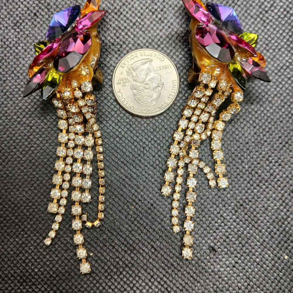 Multicolor Crystal Statement Earrings - image 2